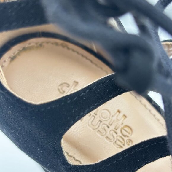 Charlotte Russe Sienna Black Lace Up Suede Heels Sandals Dress Evening Party 6 - Picture 5 of 8